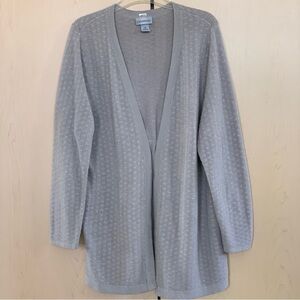 Catherines Women's Metallic Shimmer Open Cardigan Sweater Gray Plus 1X (15/20W)